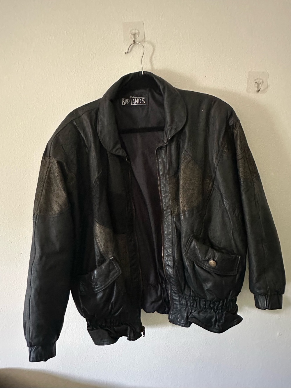 Women's Black Leather Bomber Jacket